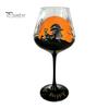 Set di Bicchieri da Vino a Tema Halloween con Gambo, Calice Artistico Dipinto a Mano, Bicchiere da 720 ml, Vetro Decorativo Stagionale