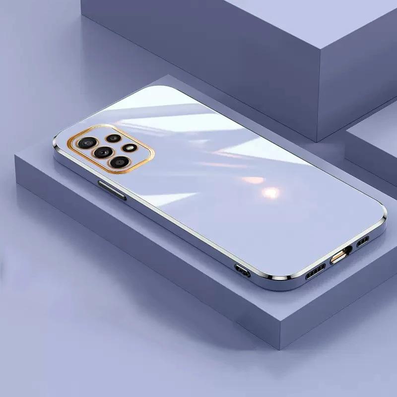 Glossy Plated Phone Case For Samsung Galaxy S23 S22 S21 S20 FE Plus Ultra A14 A24 A34 A54 A04S A13 A32 Silicone Protector Cover