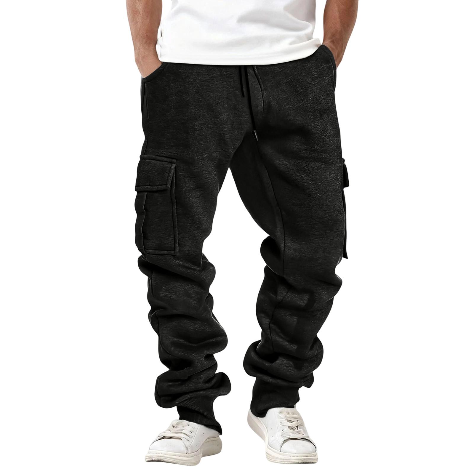 

Men s Sports Leisure Versatile Multiple Pockets Workwear Trousers XL чорний