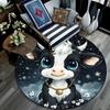 Cute Cow Round Area Rug,Carpet Rug for Living Room Bedroom Sofa Playroom Decor,Non-slip Floor Mat