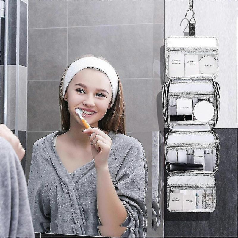 Hanging Travel Toiletry Bag,large Capacity Cosmetic Travel Toiletry Organizer For Women With 4 Compartments  1 Sturdy Hook