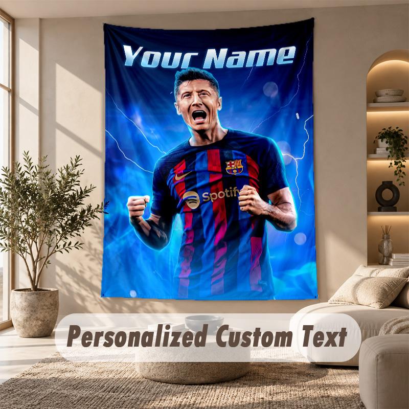 Tapestry Custom Name Text, Wall Hanging Tapestry Home Room DecorRobert Lewandowski