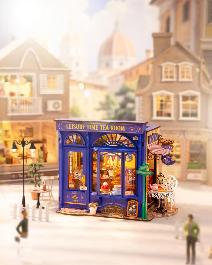 ROBOTIME Miniature House Dollhouse DIY Miniature Kit Dollhouse with LED Lights Mini Model Kit Figure Accessory DIY Craft Toy for Kids and Adults Chris