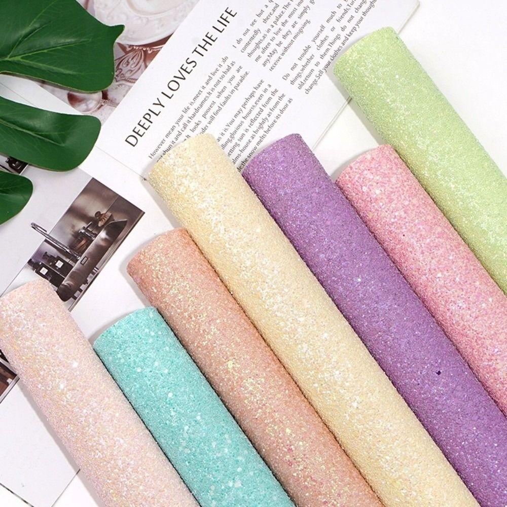Colorful Glitter Glitter PVC Leather Fabric Sparkling Powder Faux Leather  Bag Making Material