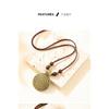 Cowhide Rope Ethnic Pendant Leather Jewelry Fingerprint Alloy Sweater Chain Personalized Retro Round Necklace
