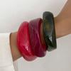 Salircon 3 Color Punk Chunky Resin Acrylic Bangles Set for Women Boho Vintage Irregular Geometric Wide Bracelets Party Jewelry