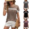 Women's Fashionable Loose-fitting Round-neck Short-sleeved T-shirt With Lace Splicing.
