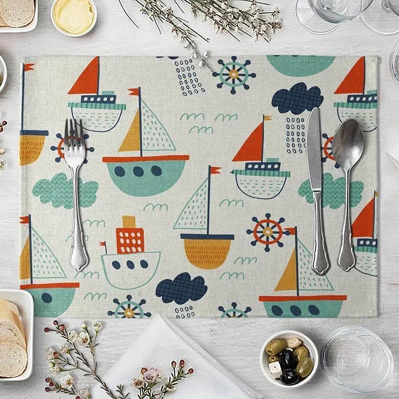 1PC Tiger Lion Place Mat Cartoon Animal Pattern Table  Creative   For Wedding Kitchen Decor Marine Life Placemat