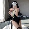 Sister Sexy Cosplay Erotic Extreme Nun Costume Butt Showing Maid Uniform Maid Slit Lingerie Underwear Temptation Training Cute Cute Saint Pastor