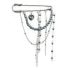 Creative Love Heart Bead Tassel Chain Brooch Trousers Jeans Safety Pin Women Clothing Coat Jewelry Accessries Gifts