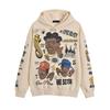 Trendy Brand Hooded Sweatshirt American Hip Hop Vintage Top Graffiti Print Couple Hoodie Loose For Men And Women