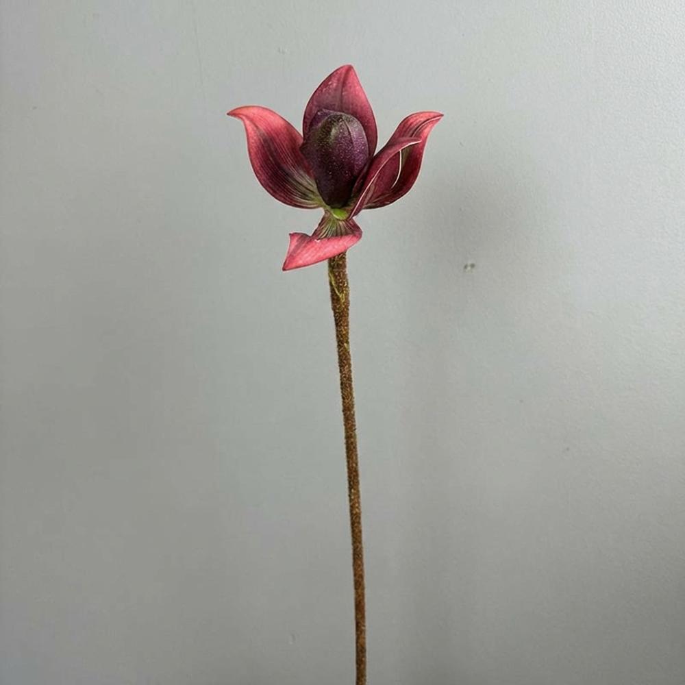 Реалистичная искусственная орхидея-башмачок, одиночная ветка, императорская орхидея-башмачок, украшение для спальни красный