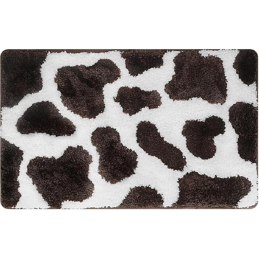 Leopard Print Bathrooom Rugs, 20"x32" Cute Animal Pattern Bath Mat, Soft Absorbent Thick Microfiber, Non-Slip Machine Washable, Funny Fluffy Bathmat