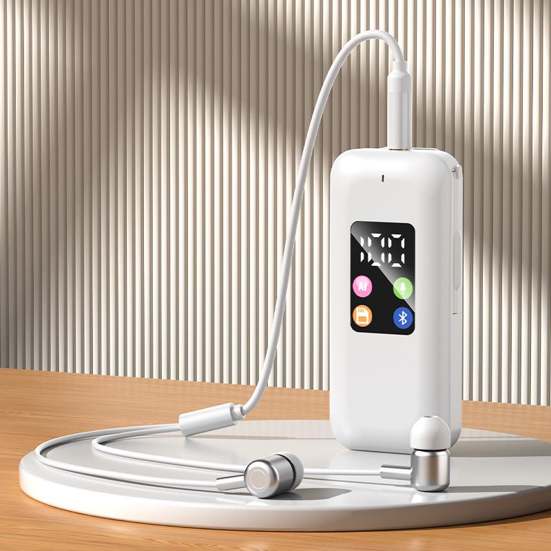 Dual-ear Bluetooth Earphones with Clip, Long-lasting Battery, Universal Compatibility, and Card Slot.