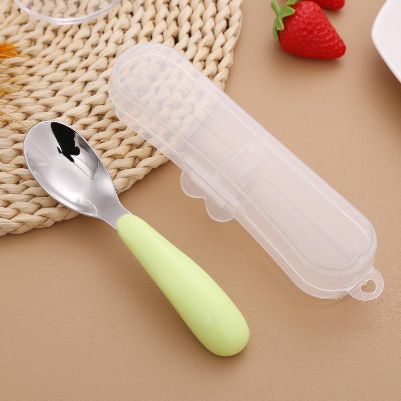 Stainless Steel Ingot Spoon Children's Spoon Portable Tableware for Primary School Students Small Spoon with Box