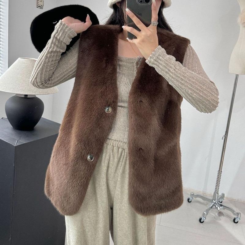 Autumn and winter Mao Mao jacket vest new fur vest fashion imitation mink short vest Mao Mao jacket