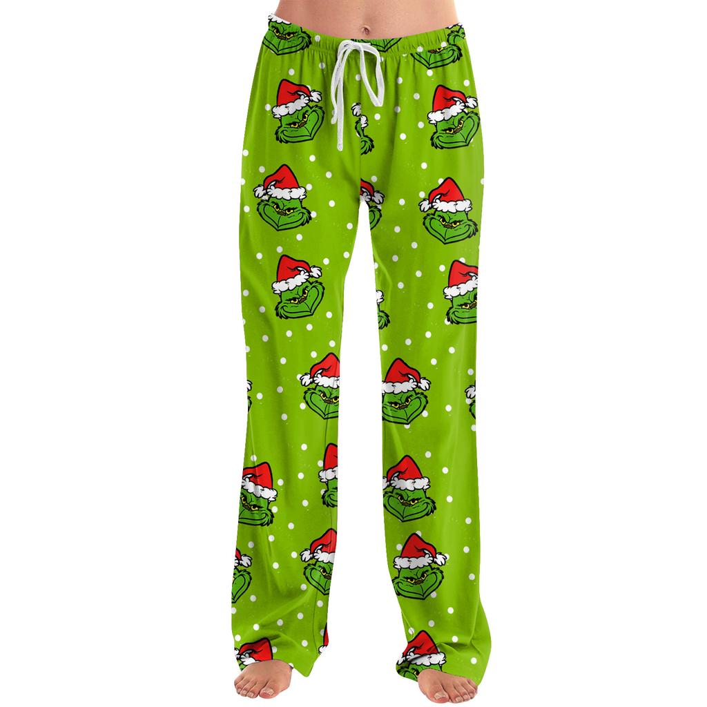 Dámské pyžamové kalhoty na spaní ležérní kalhoty se stahovací šňůrkou v pase pohodlné rovné kalhoty na jógu volné