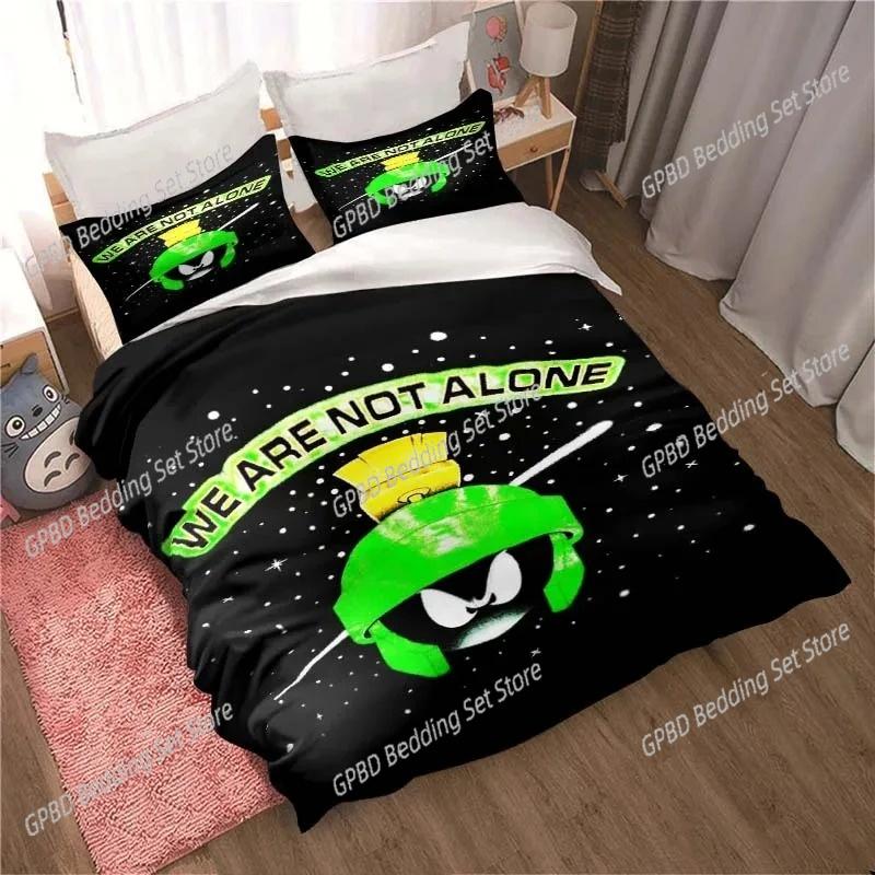 Cartoon Marvin Martian Comfortable Duvet Quilt Cover Pillowcase Bedding Set Children Bedroom Decoration Home Textile