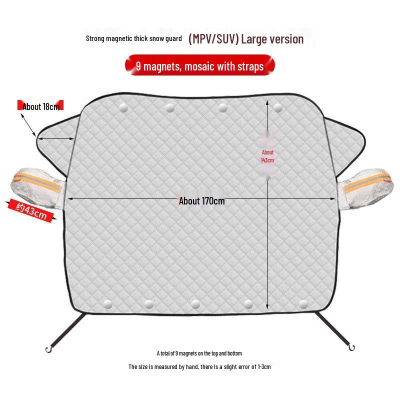 Magnetic Anti-Freeze Car Windshield Cover: Thick Heat Insulation & Sunshade for Snow and Sun.