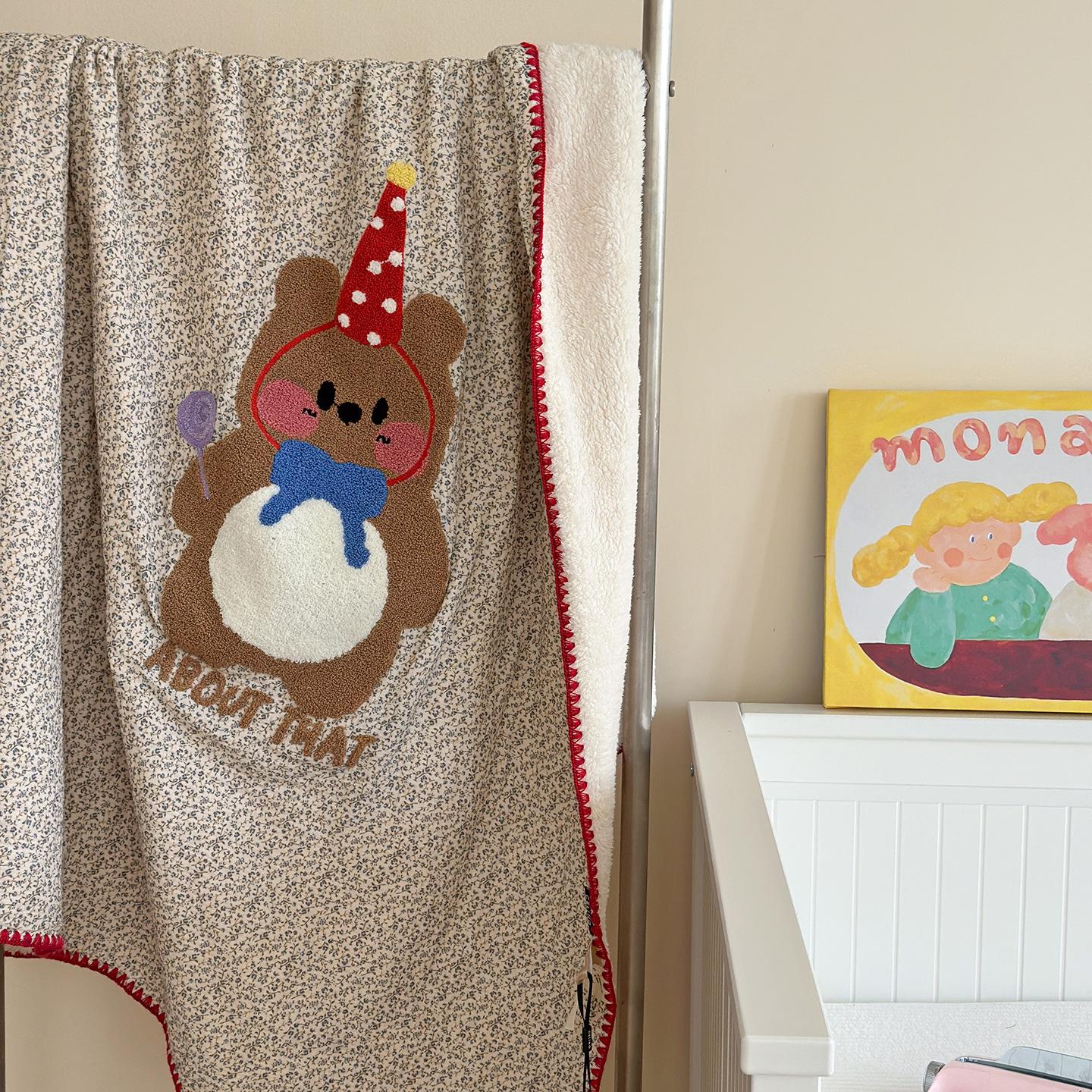 Two-sided Couch Throw Blanket Cartoon Anime Kids Gift Blanket Sofa Plush Gauze Coral Fleece Blanket 120x150cm