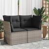 Vidaxl Gartensofa mit Kissen, 2-Sitzer, Grau, Polyrattan
