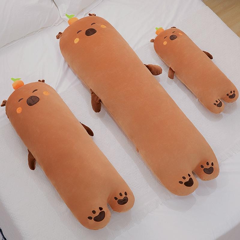 Cuddly Capybara Plush Toy Sets Stuffed Capybara Dolls Long Sleep Squishy Pillow Sofa Cushion Xmas Holiday Birthday Surprise Gift Option for Girl
