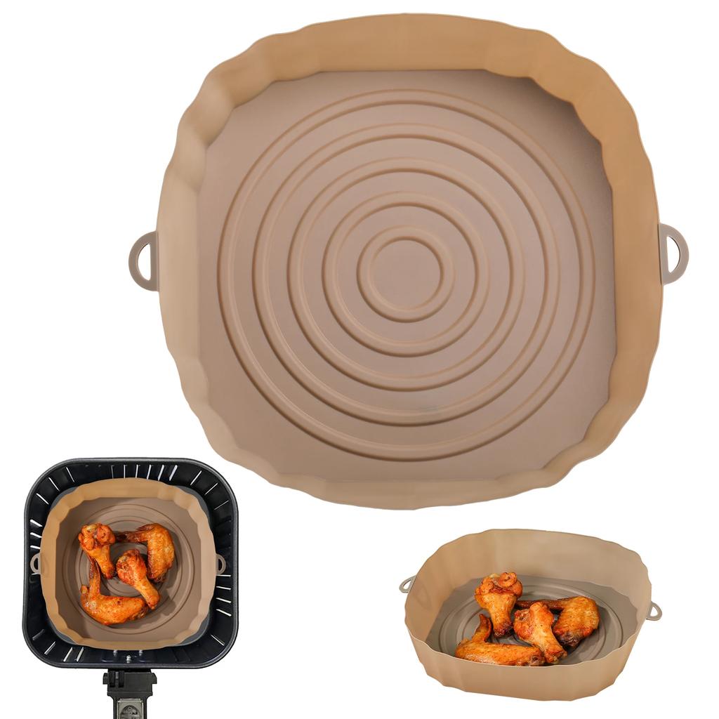 Air Fryer Pan Silicone Basket Airfryer Oven Baking Silicone Tray Reusable Airfryer Pot Pan Liner Mold Pizza Fried Chicken Tools