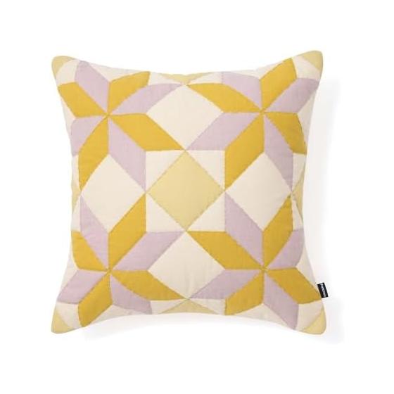 Francfranc Geometric Stitch Cushion Cover 45cm x 45cm Purple x Yellow (099)