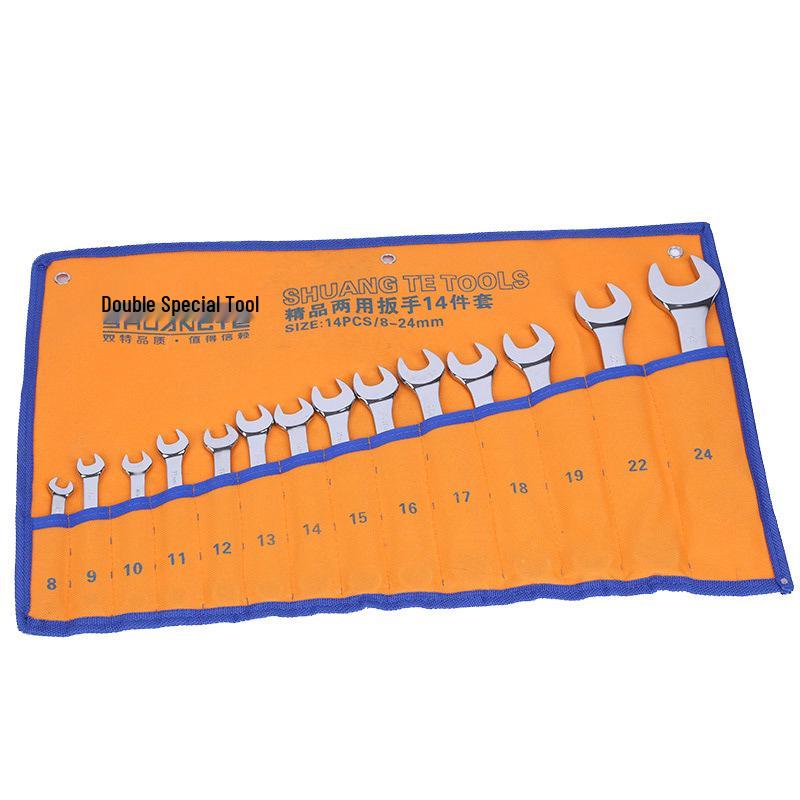 Dual-Purpose Wrench Set: 8, 10, 14-Piece Double-Ended Open-End Combination Wrenches