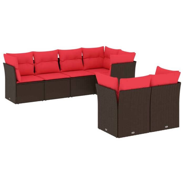 VidaXL Garden Lounge Set with Cushions 7 Pcs, Patio Sofas, Patio Furniture Set, Outdoor Furniture, Brown 3217904