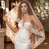 1.5M Blush Pink One Tier Lace Wedding Veil Scallop Shell Lace Edge Soft Tulle Bridal Veil For Wedding Photo Shoot
