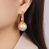 Black Beads Pendant Earrings For Women Stainless Steel Gold Plated Earrings Women's Imitation Pearl Earring Luxury Woman Jewelry