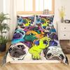 Colorful Cute French Dog Three-Piece Quilt Cover 3D Digital Printing Bedding Set Bed Cover