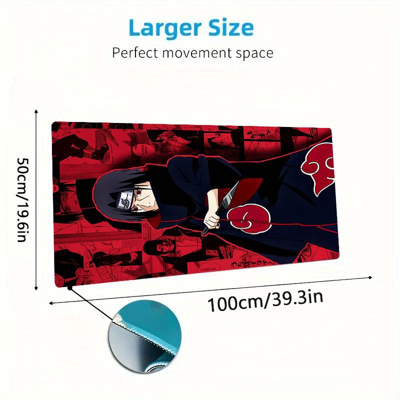 Uchiha Sasuke Mouse Pad, Large Gaming Desk Mat, Non-slip XXL Mousepad for Laptop & Tablet, Mini PC Playmat with Stitched Edges