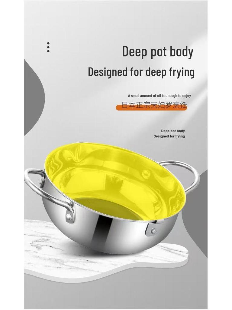 304/201# Stainless Steel Tempura Fryer with Oil Temperature Display & Filtering Lid