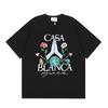 T-shirt Imprimé Casablanca Hommes Femmes Coupe Ample Manches Courtes Haut Décontracté