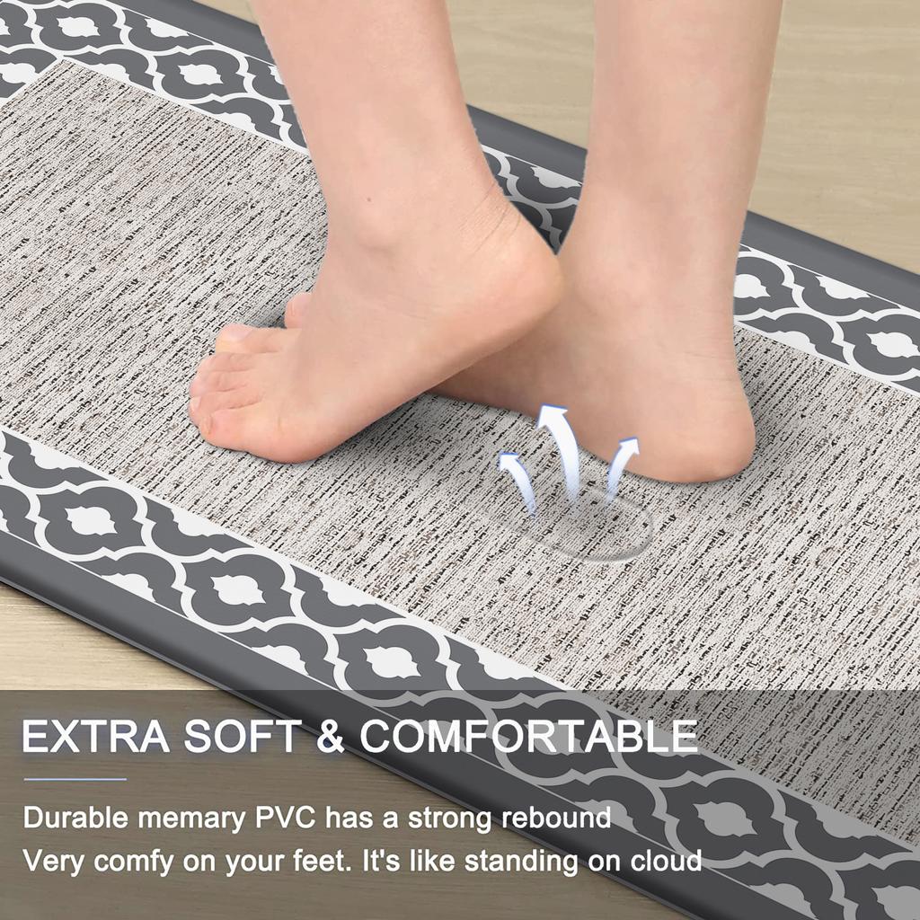 Tapis de sol de cuisine en PVC épais anti-fatigue, double cadre, imperméable, résistant à l'huile et antidérapant, cuir
