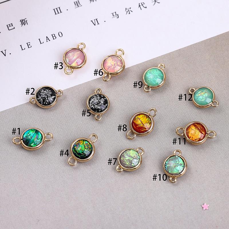 DIY Resin Birthstone Pendant - 8mm Gold-Plated Bracelet Accessory 8mm