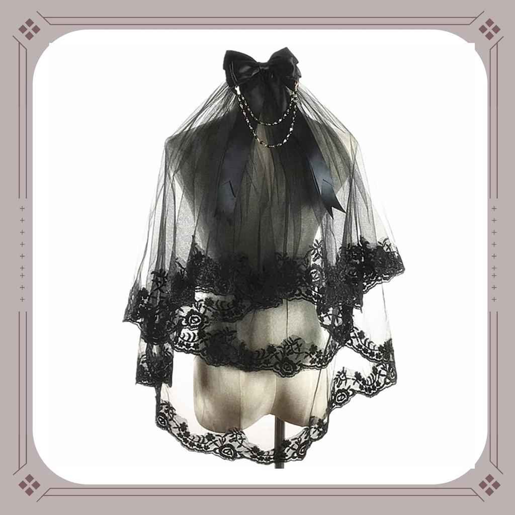 Kopfschmuck Gothic Lolita Hut Blumenkopfschmuck Spitzenschleier Lolita Charm Blumendekoration Halloween Kopfaccessoire Gothic Punk Lolita Kopfschmuck Bühne