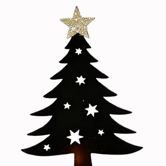 Metal Christmas Tree Candlestick Small Tree Shaped Candle Holder Holiday Tabletop Centerpiece for Home Shelf Fireplace Decor