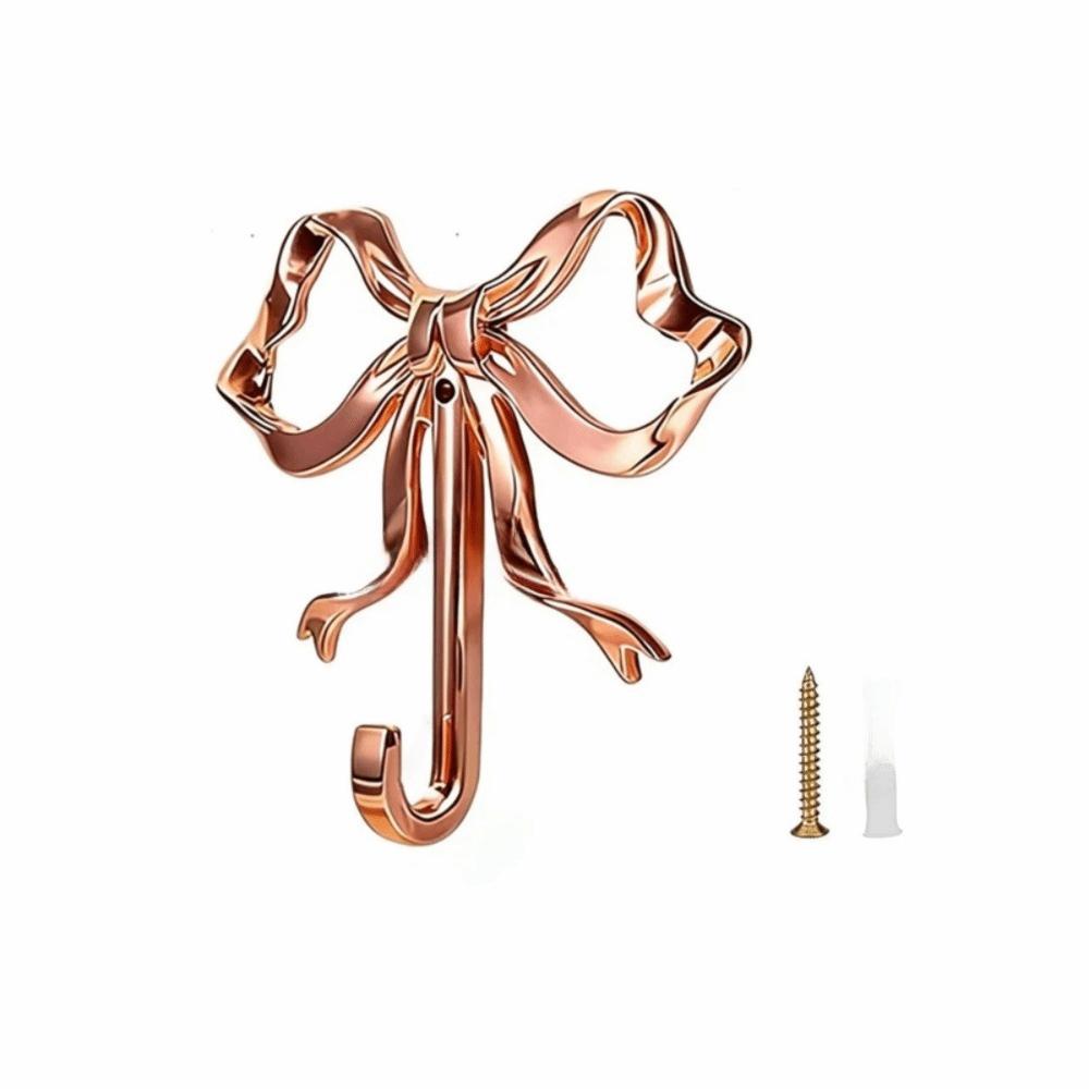 Vintage Nordic Style Bow Knot Wall Hook Single Hook Functional Wall Mounted Hook Alloy Heavy Duty Antique Gold Hook Office