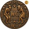 HD-tryckt plåtmålning D Relief Vintage WC-toalett Skylt D Metallväggkonst Antik Brons Humoristisk Badrumsinredning för