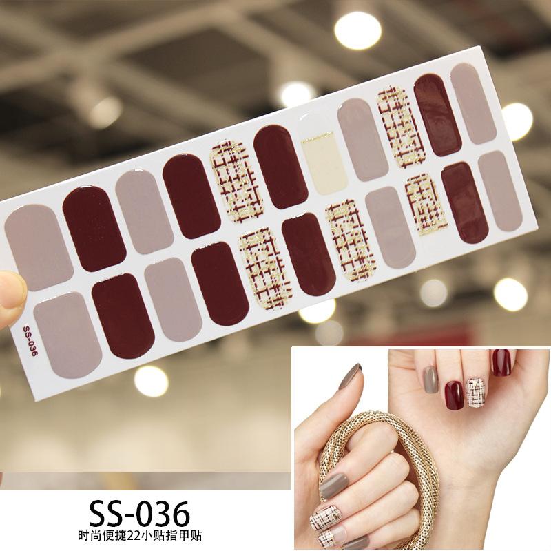 22pcs Sheet Laser Bronzing Full Cover Nail Stickers Long Lasting Tearable Cute Nail Art Wraps Design