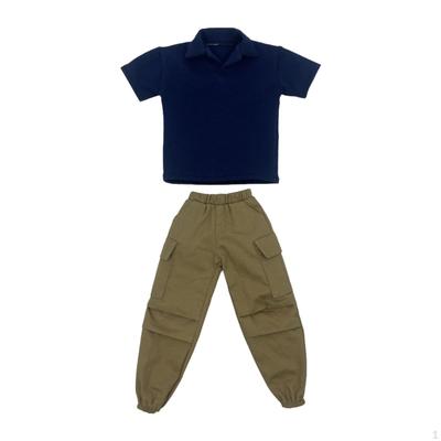 2 Pieces 1/6 Scale Short Sleeve T Shirt and Pants Costume Miniature Clothing for 12in Doll Model