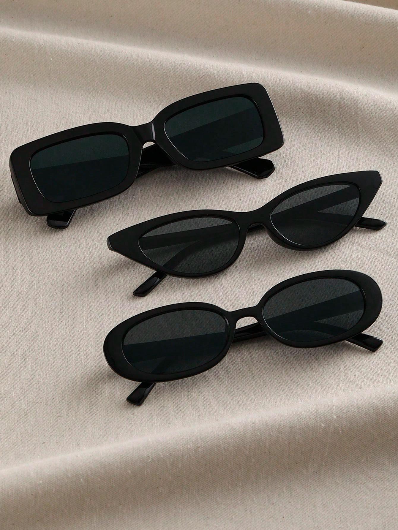 3PCS Unisex Simple Stylish Glasses for Daily Wear Driving And Photography European Fashion Frame Glasses чёрный