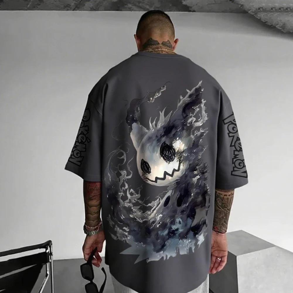 Pokémon Game Mimikyu Anime T-shirt 2025 Summer New Men's and Women's Street Loose Casual Plus Size Parent-child Clothing Top