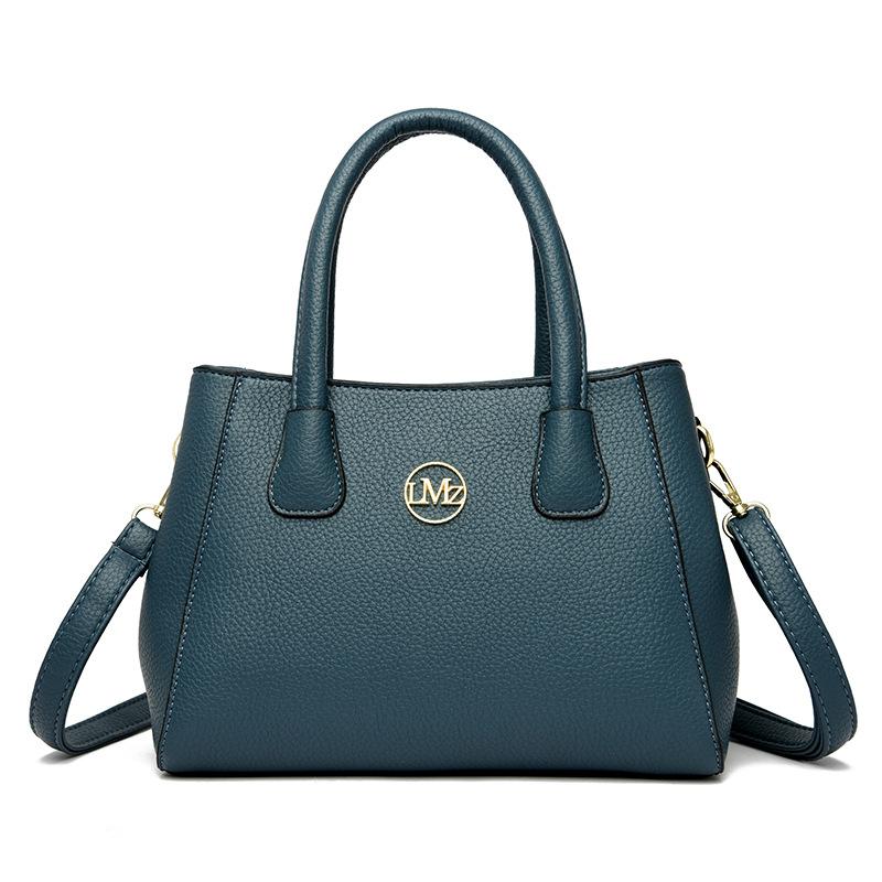 

Fashion casual messenger bag women s bag trendy 2025 new shoulder bag lightweight soft pu satchel middle-aged backpack mother bag синий