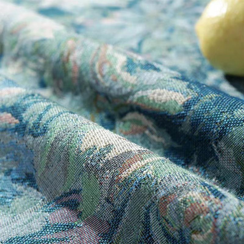 Retro Oil Painting Dyed Dining Table Mat Fringed Household Small Round Table Tablecloth Tablecloth Coffee Table Cover Waterproof