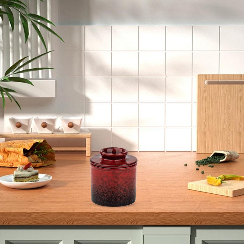Tereyağ Kavanozu Sürülebilir Tereyağı İçin Seramik Kavanoz Dekoratif Su Geçirmez Hava Geçirmez Tereyağ Kabı Çömlekçilik Tereyağı Saklama Kabı Dekorasyon İçin Çömlek