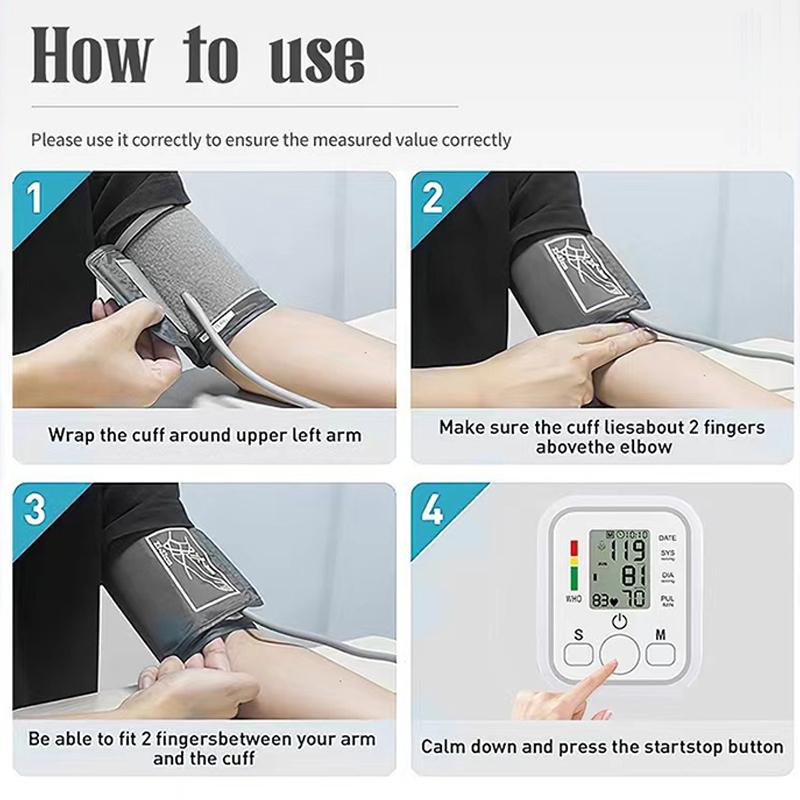 English Voice Digital Arm Blood Pressure Meter Cuff Medical Automatic Pressure Tonometer Tensiometer Baumanometer
